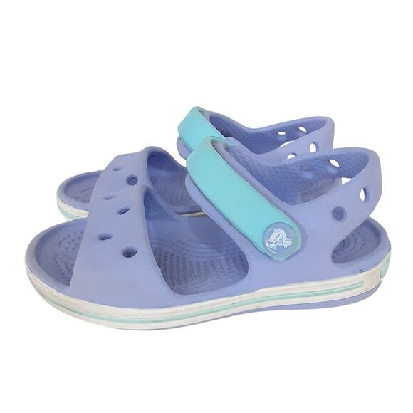 Crocs Bayaband Crocband Sandals Kids 6 Purple Adjustable Hook & Loop Close Girls - Picture 2 of 8
